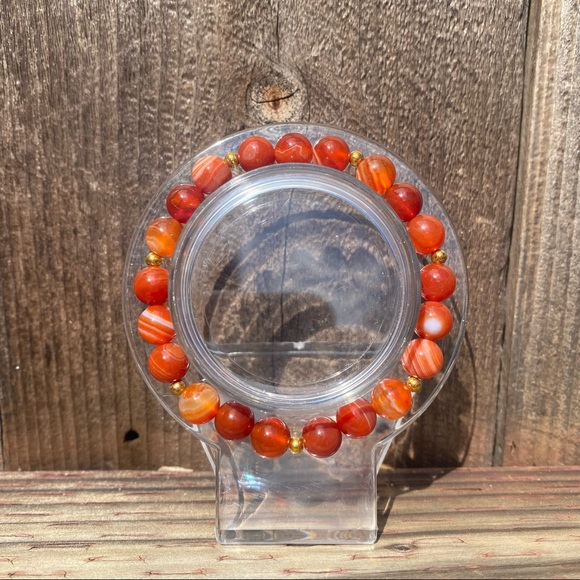 Carnelian Crystal Handmade Beaded Bracelet - Picture 1 of 5